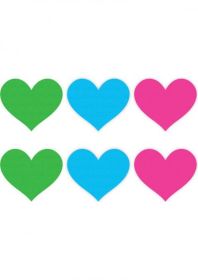 Neon Heart Pasties Value Pack Of 3 O/S