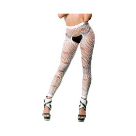 White Distressed Crotchless Legging