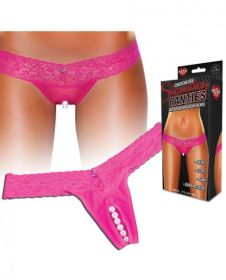 Crotchless Panties Pearl Beads Hot Pink S/M