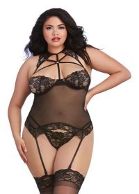 Bustier & G-String Black O/S Queen