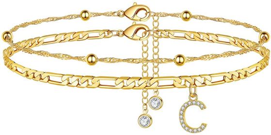26 Letters Anklet Zircon Letters Simple (Option: C)