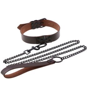 Personalized leather collar (Option: Dark coffee)