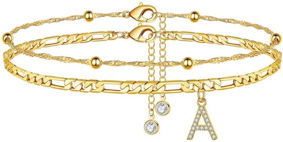 26 Letters Anklet Zircon Letters Simple (Option: A)
