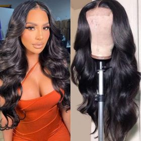 4x6 Lace Closure Wig Human Hair Natural Color Three-Dimensional Body Wave Density (Option: 16inch)