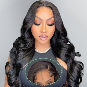 4x7 Lace Closure Wig Human Hair Natural Color Body Three-Dimensional  Wave Density (Option: 16inch)