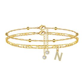26 Letters Anklet Zircon Letters Simple (Option: N)