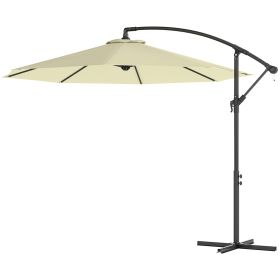 10 Cantilever Tilt Offset Patio Umbrella W UV & Water Safe Material & Cross Base Weight Not Included, Beige (Option: Beige)