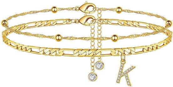 26 Letters Anklet Zircon Letters Simple (Option: K)