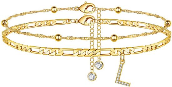 26 Letters Anklet Zircon Letters Simple (Option: L)
