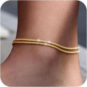 Fashion Multi-layer Waterproof Women's Adjustable Ankle Bracelet Gold And Silver Optional (Option: Gold)