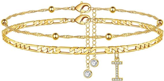 26 Letters Anklet Zircon Letters Simple (Option: I)