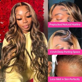 13x4 Lace Frontal Human Hair Wig P4 27 Body Wave Density (Option: 26inch)