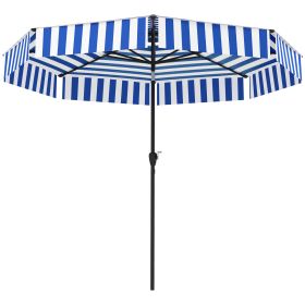 8.6FT Patio Umbrella, Outdoor Market Umbrella, 2-Tier Vented Patio Table Umbrella With Crank 8 Ribs, Tiltable Porch Umbrella For Garden Deck Pool (Option: Navy Blue)