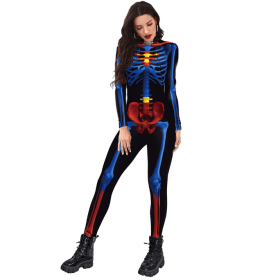 Women's Sexy Skeleton Costume for Halloween (Color: Black White, size: S)