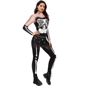 Women's Sexy Skeleton Costume for Halloween (Color: Black blue, size: M)
